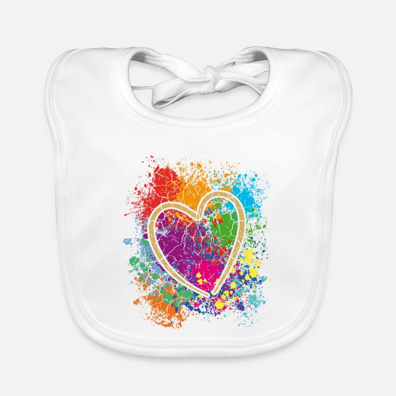 Coeur coloré Art Design Graffiti Look - Bavoir bio Bébé - blanc