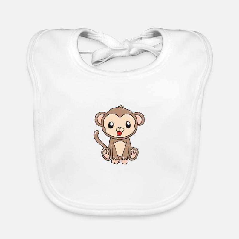 Affe - Baby Bio-Lätzchen - Weiß