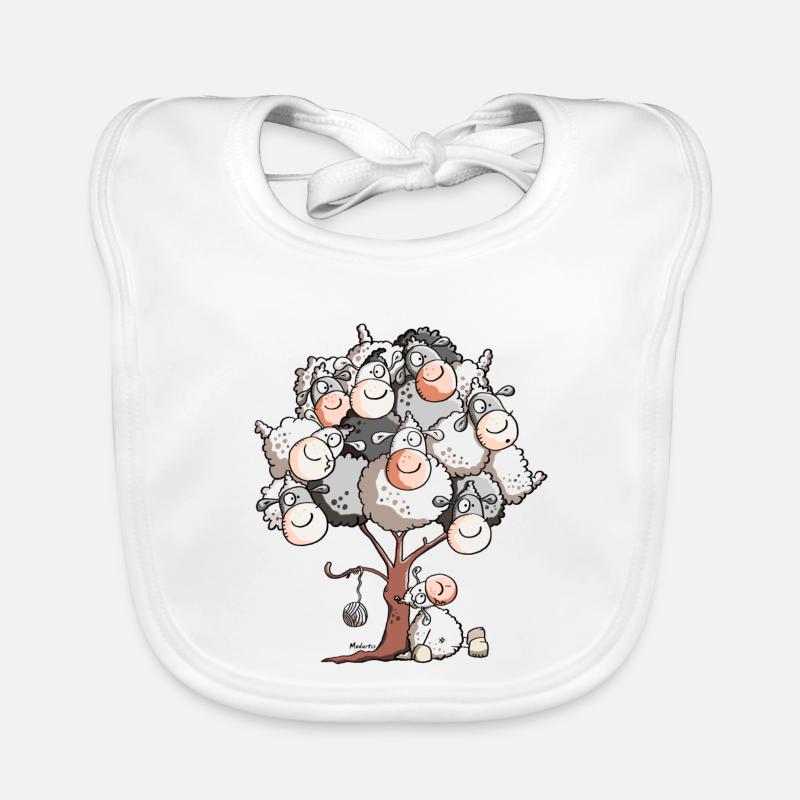 Drôle Arbre Mouton - Bavoir bio Bébé - blanc