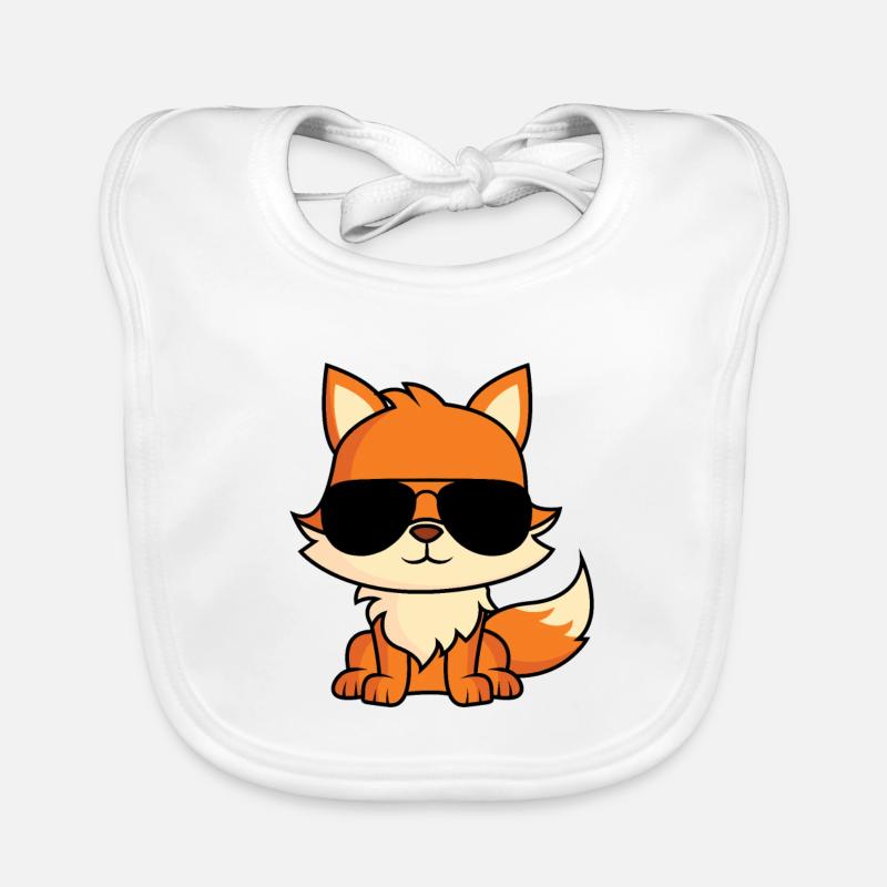 Fuchs mit Pilotenbrille - Baby Bio-Lätzchen - Weiß