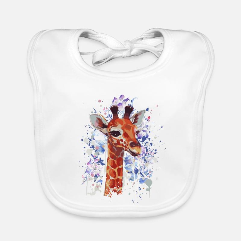 Giraffe - Giraffen Baby - Cooler Giraffe - Baby Bio-Lätzchen - Weiß