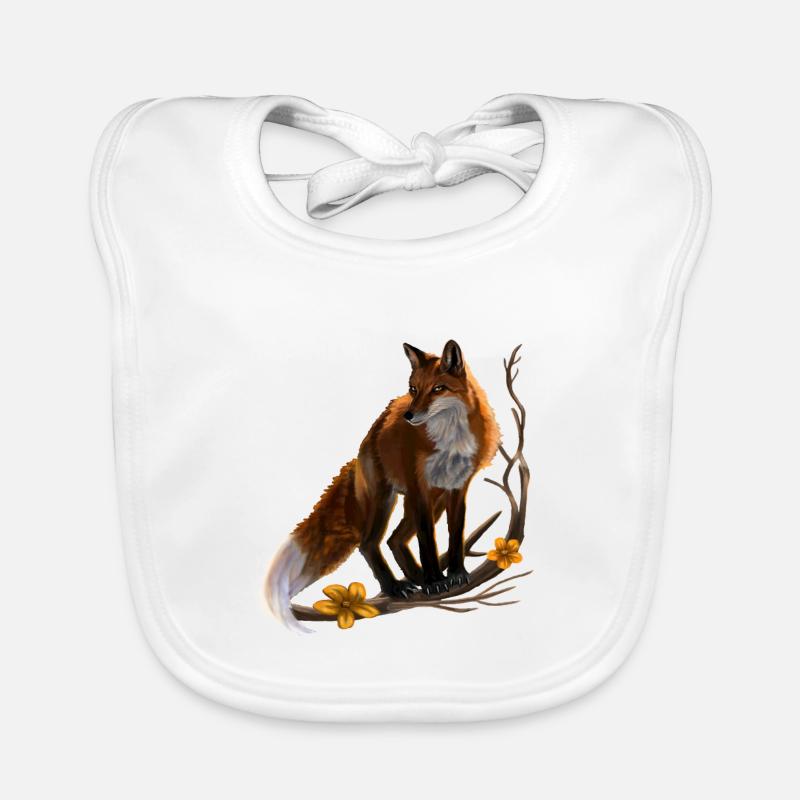 renard - Bavoir bio Bébé - blanc