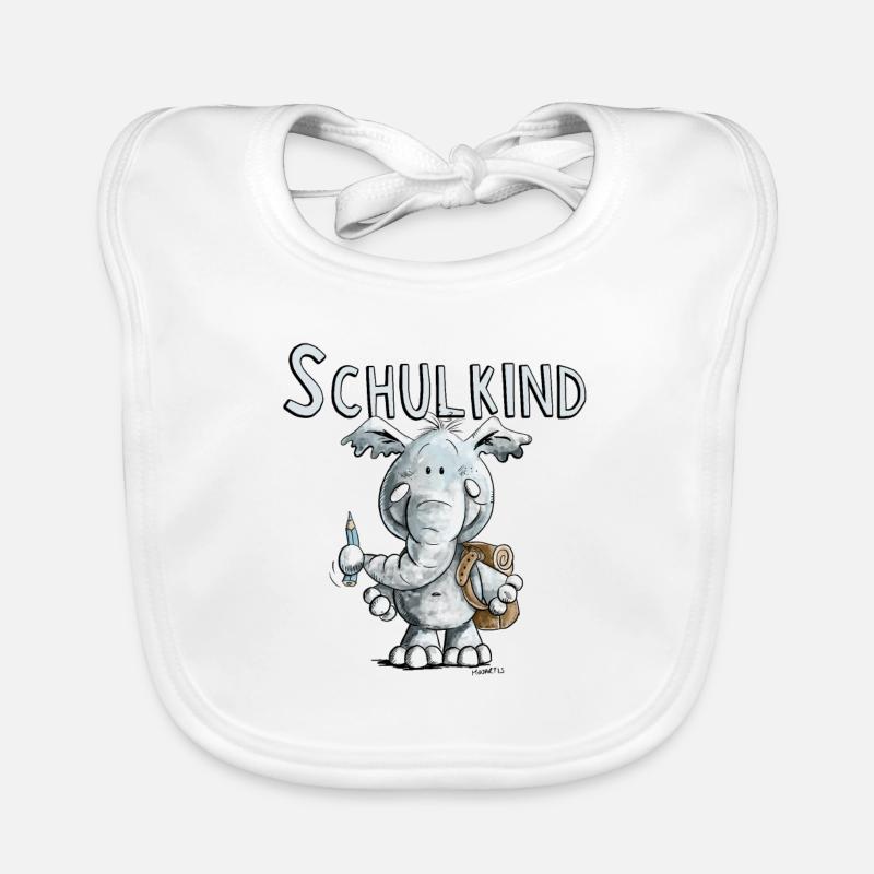 Schulkind Elefant I Einschulung Geschenk Baby Bio-Lätzchen