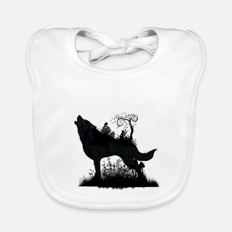 Loup renversant avec la fée dans la nuit Bavoir bio Bébé