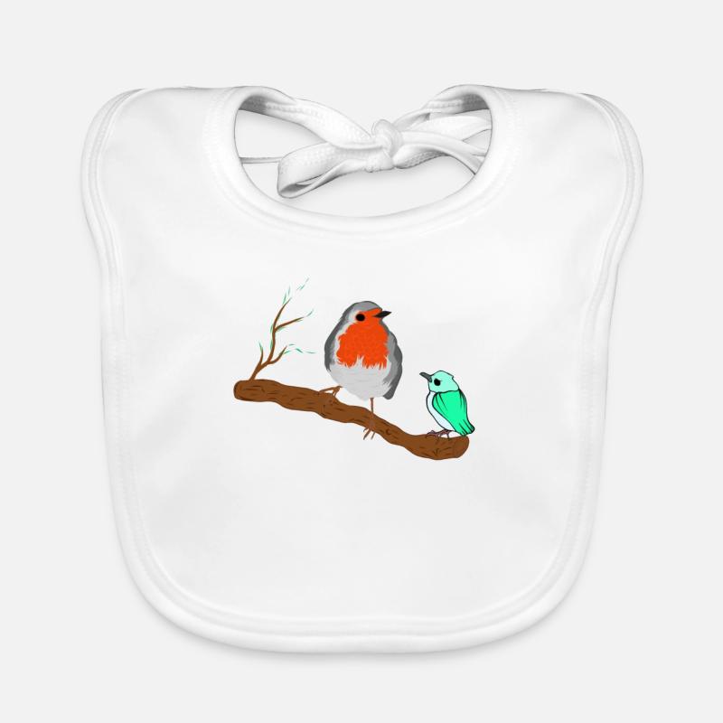 Pretty robin on a branch Organic Baby Bibs