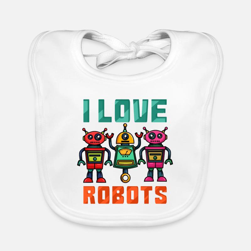 Roboter Robot - Baby Bio-Lätzchen - Weiß