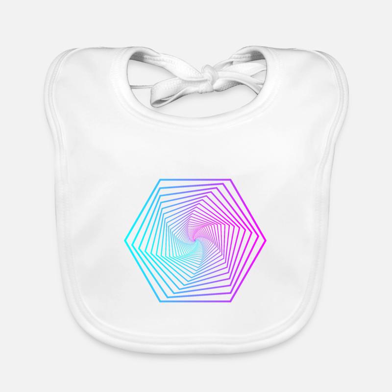 Neon-Polygonspirale Gradient - Baby Bio-Lätzchen - Weiß
