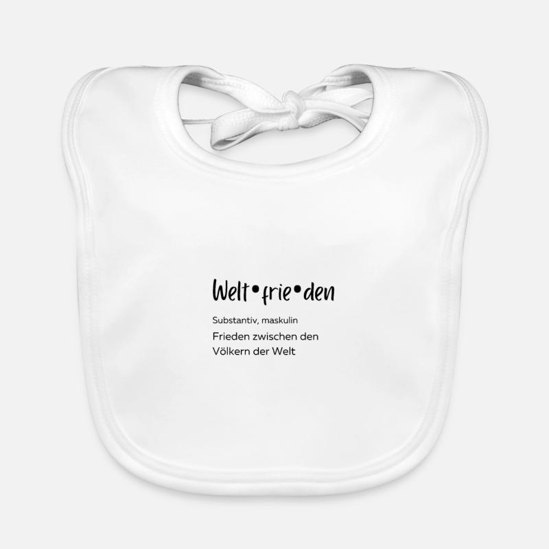 Weltfrieden, Duden, Germanistik, Liebe, Geschenk, - Baby Bio-Lätzchen - Weiß