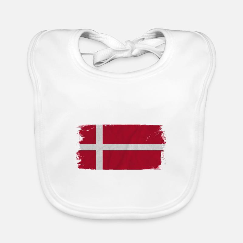 Drapeau danemark - Bavoir bio Bébé - blanc