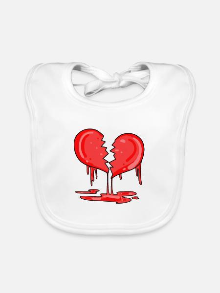 Broken heart - Organic Baby Bibs - white - Front