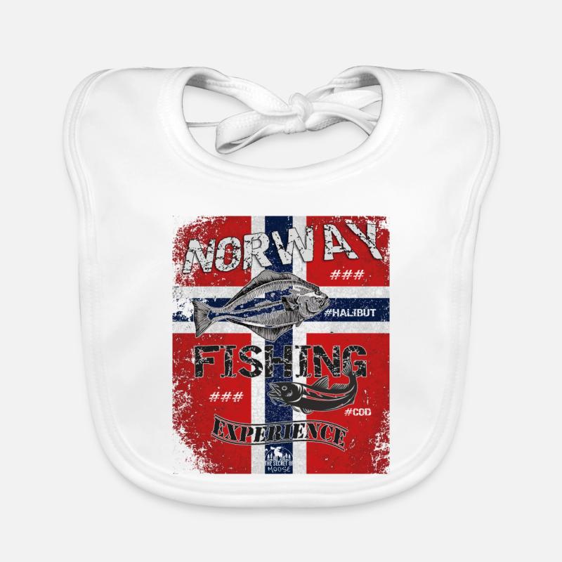 Norvège Drapeau de pêche Poisson de pêche Design Bavoir bio Bébé