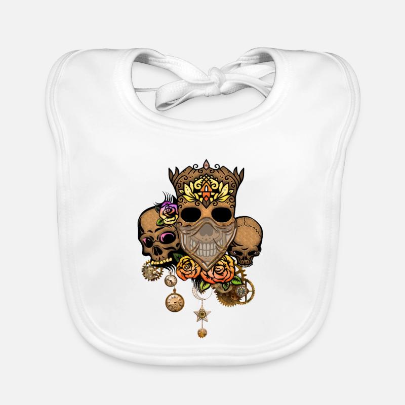 Crâne Steampunk avec des fleurs Bavoir bio Bébé