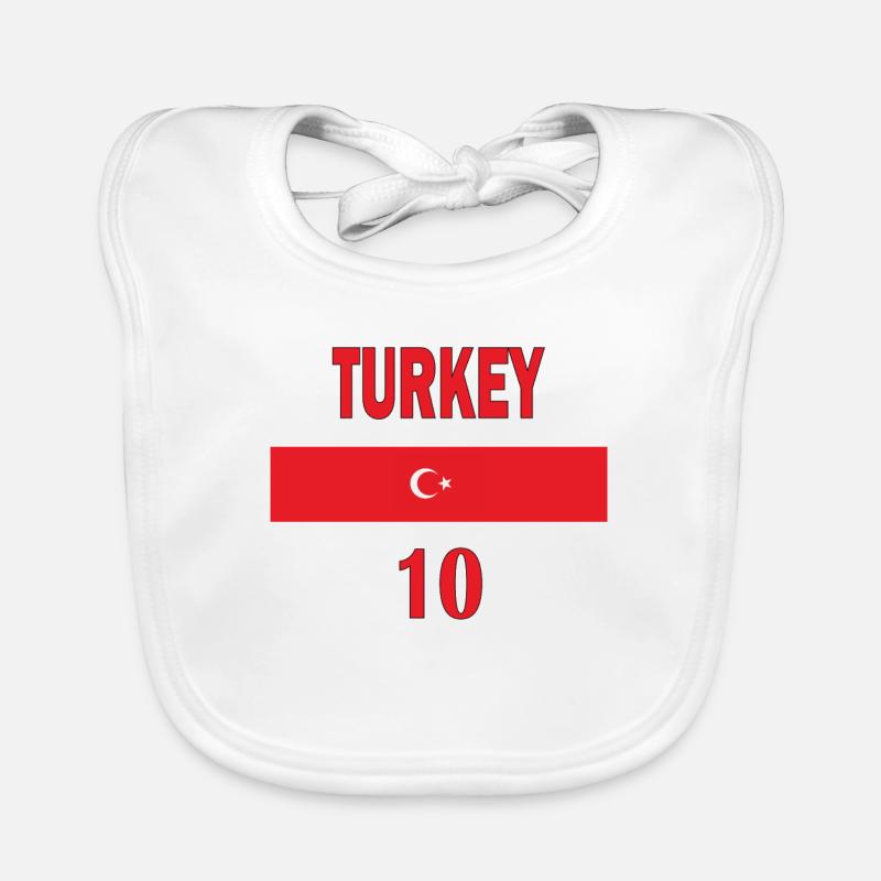 Equipe de foot de Turquie numéro dix cadeau sport - Bavoir bio Bébé - blanc