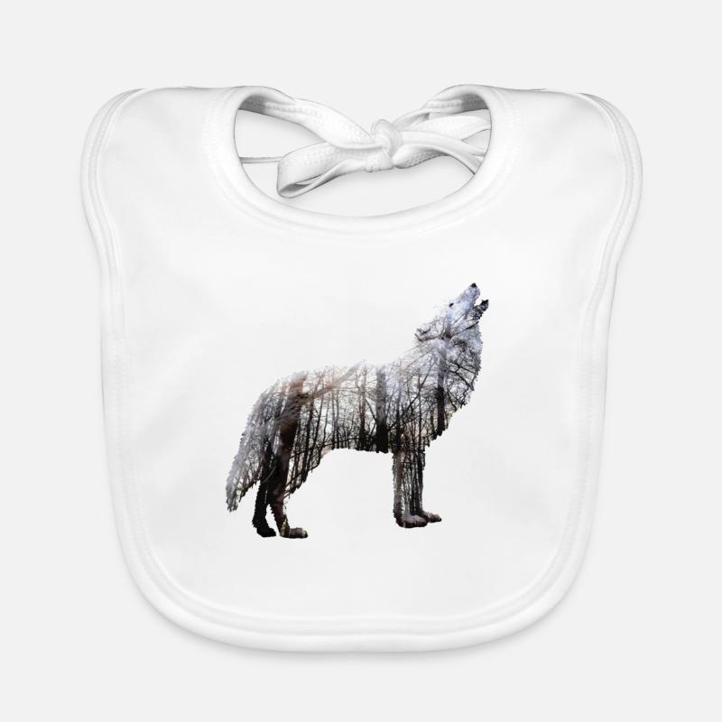 Wolf Forêt Double exposition Nature Bavoir bio Bébé
