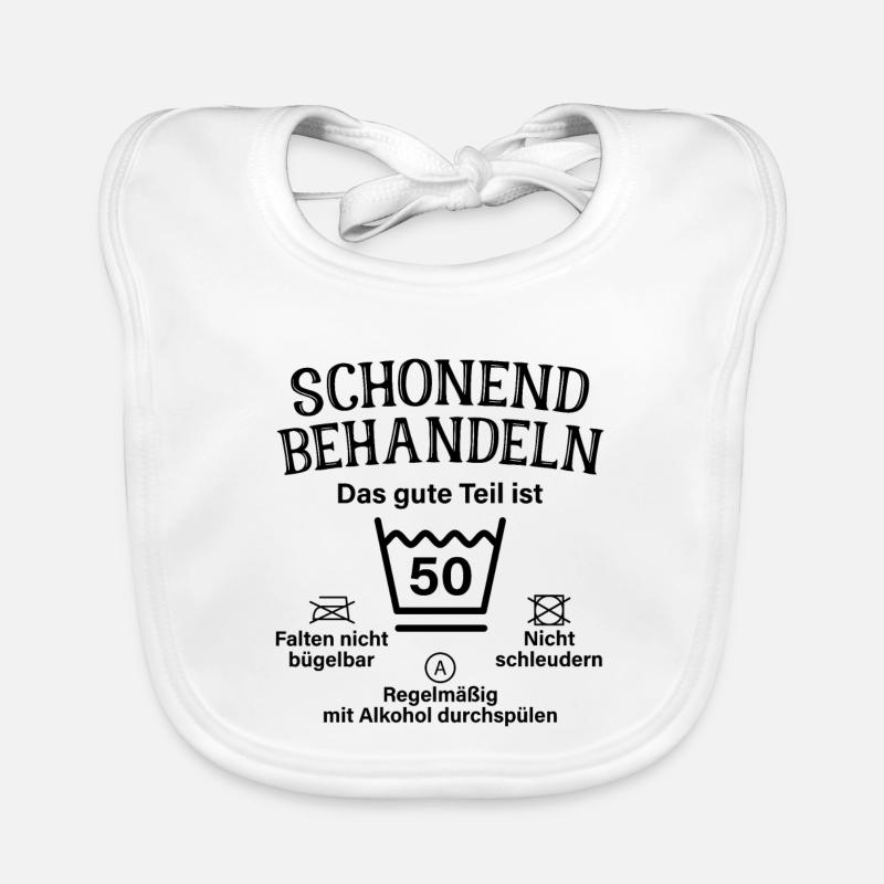 Schonend Behandeln Männer Geschenk 50. Geburtstag - Baby Bio-Lätzchen - Weiß