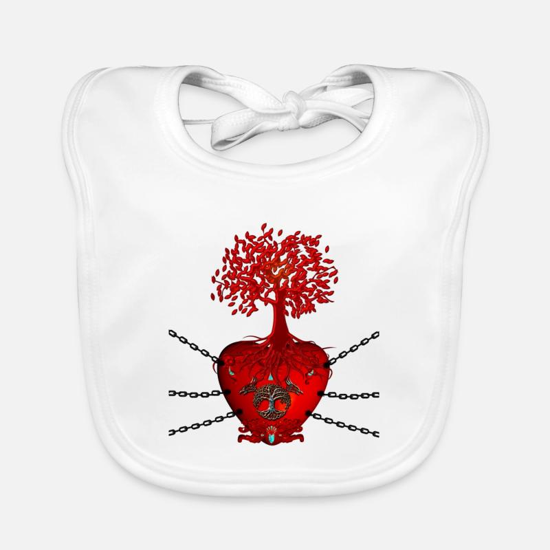 Stunning heart with Celtic tree Organic Baby Bibs