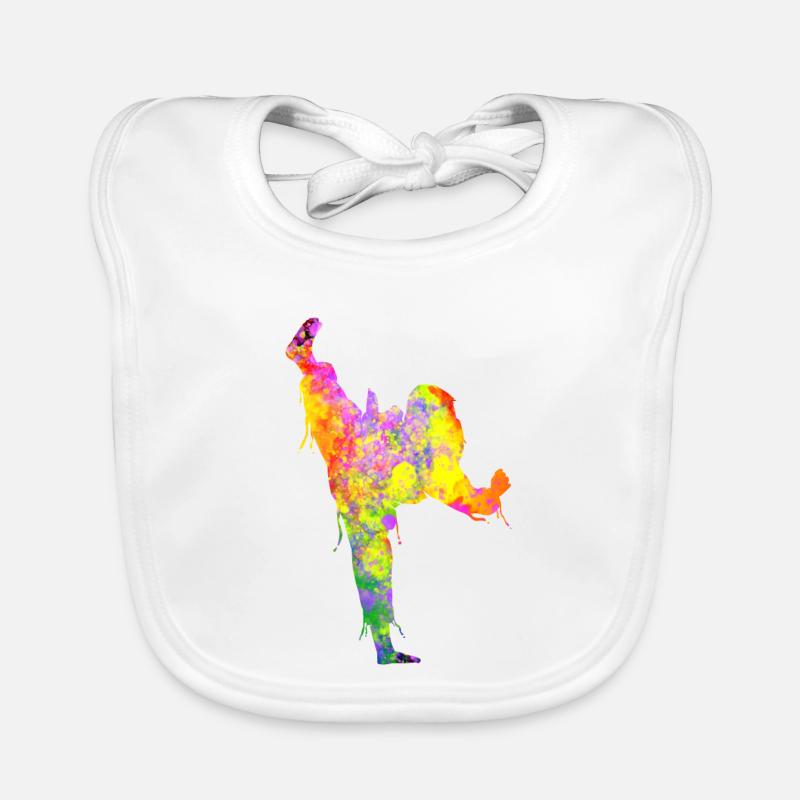 Tae Kwon Do Karaté Silhouette Colorée pour Filles Bavoir bio Bébé