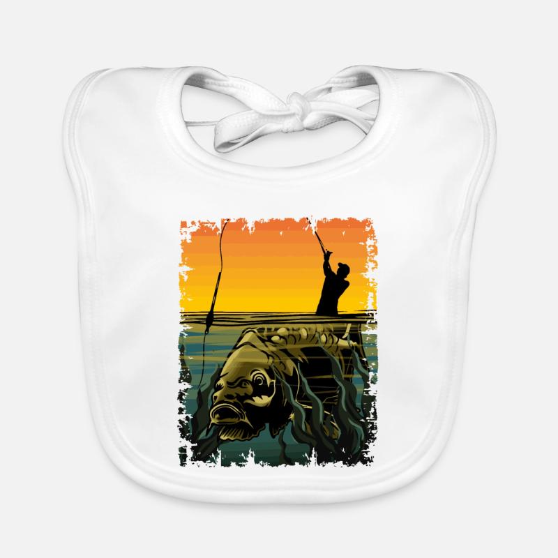 Karpfenfischen-Design Schwimmerfischen Angler Geschenk - Baby Bio-Lätzchen - Weiß