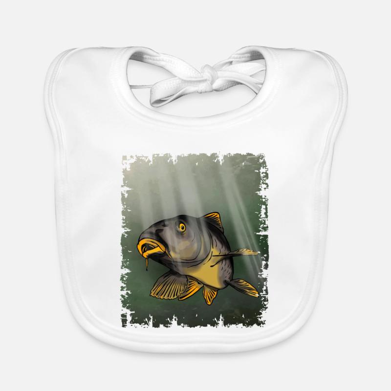 Karpfenfischen Unterwasserfisch-Design - Baby Bio-Lätzchen - Weiß
