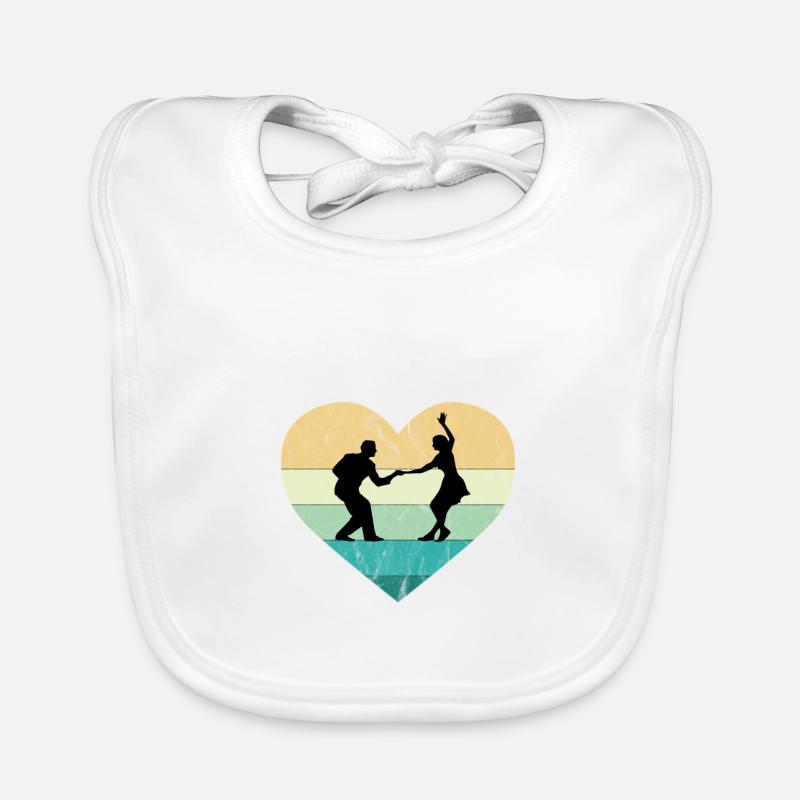 J’adore Rock’n Roll Dance Couple Retro Heart Bavoir bio Bébé