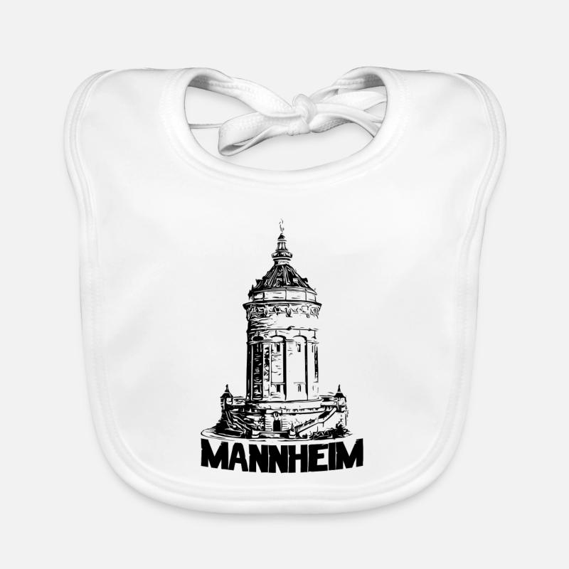 Mannheimer Wasserturm Mannheim schwarz - Baby Bio-Lätzchen - Weiß