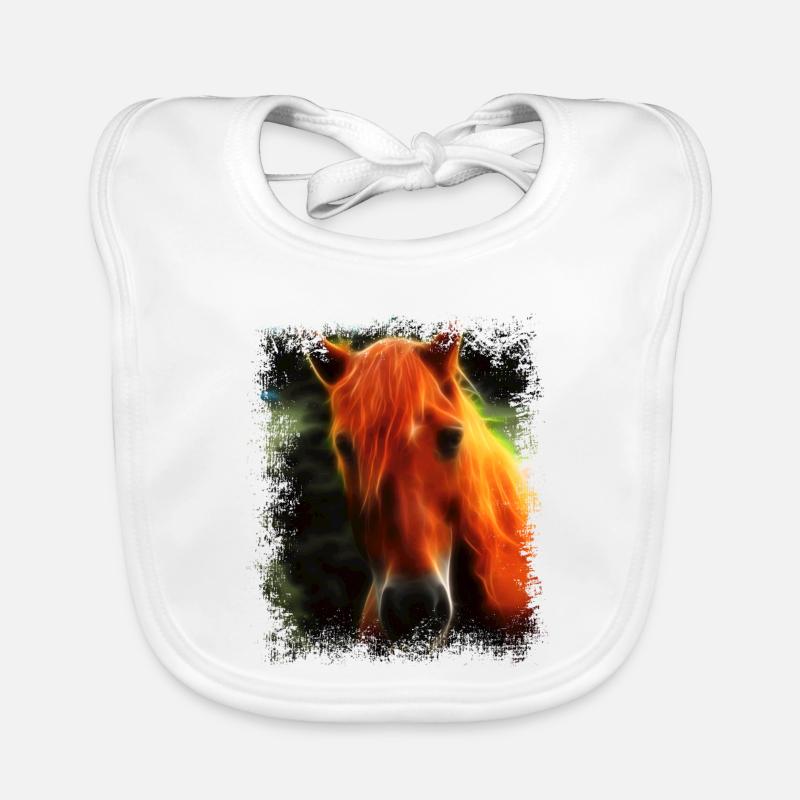 Cheval Cheval Sauvage - Bavoir bio Bébé - blanc