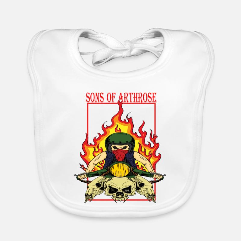Flame Biker Skullride Organic Baby Bibs