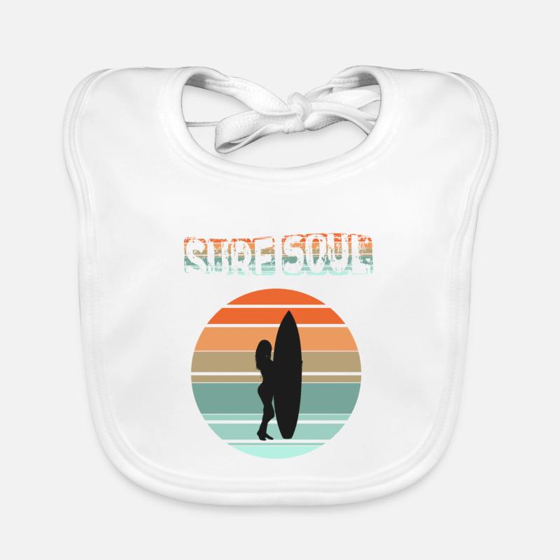 Silhouette de surfeur avec coucher de soleil Bavoir bio Bébé