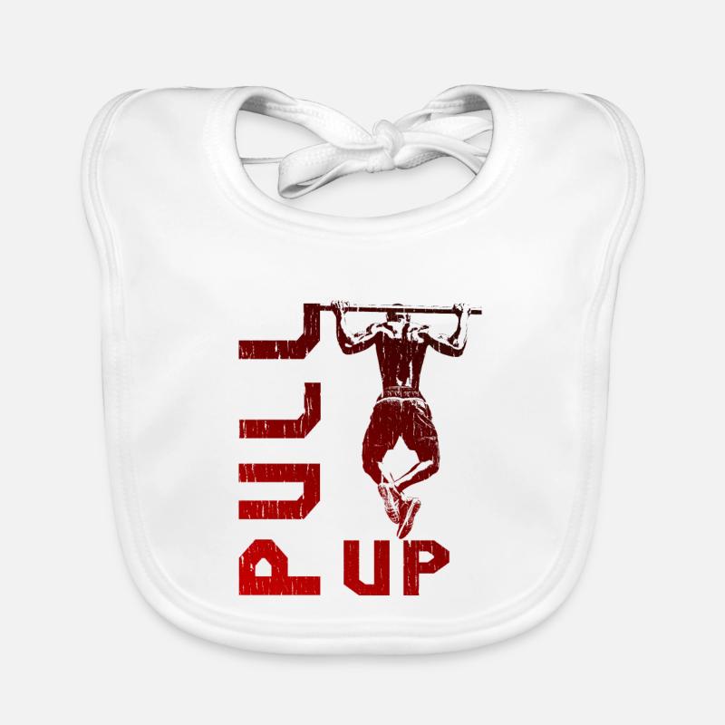 Pull-Up Calisthenics Red Power Design Organic Baby Bibs