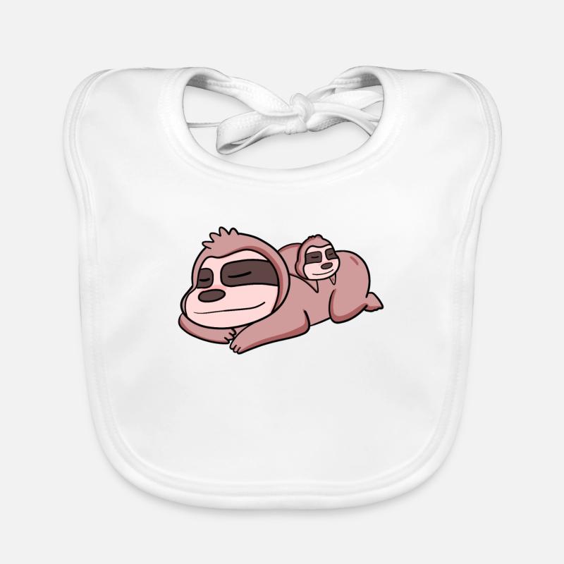 Sloth Dad with Baby Sloth Organic Baby Bibs