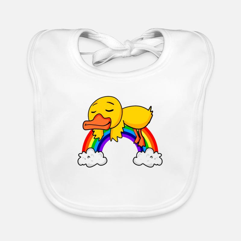 Regenbogen Ente - Baby Bio-Lätzchen - Weiß