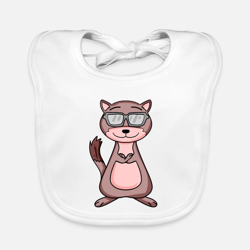 Weasel with sunglasses Organic Baby Bibs