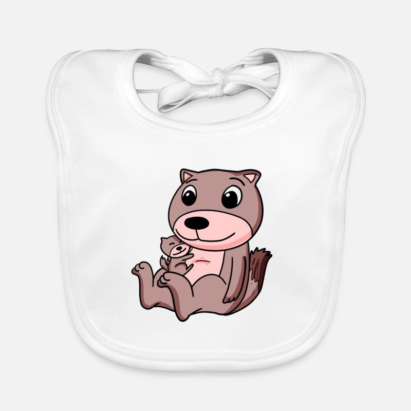 Belette avec bébé belette Bavoir bio Bébé