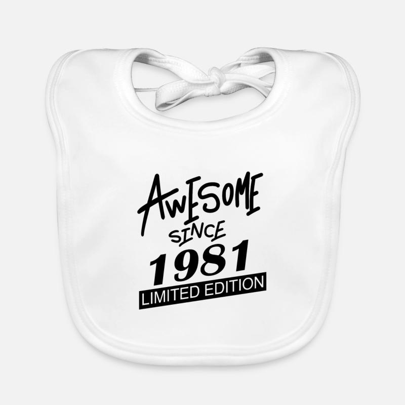 1981 - Né en 1981 - Bavoir bio Bébé - blanc