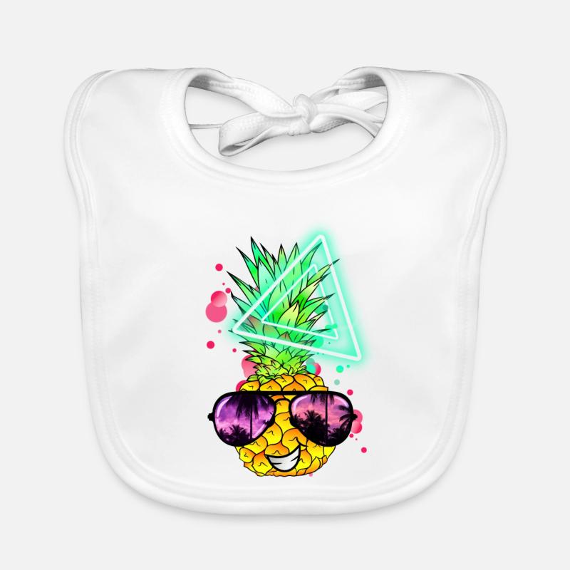 Drôle d’ananas néon rétro Bavoir bio Bébé