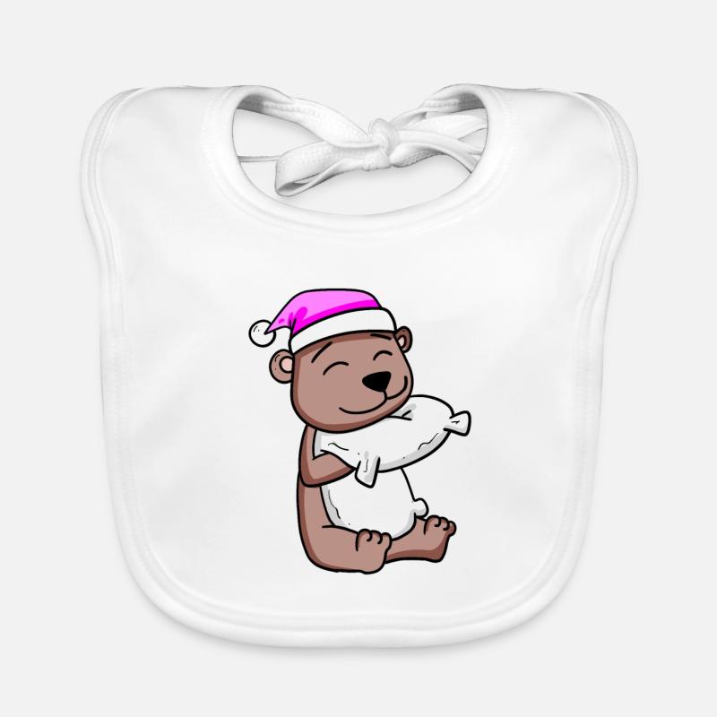 Bear with pillow and sleeping cap Organic Baby Bibs