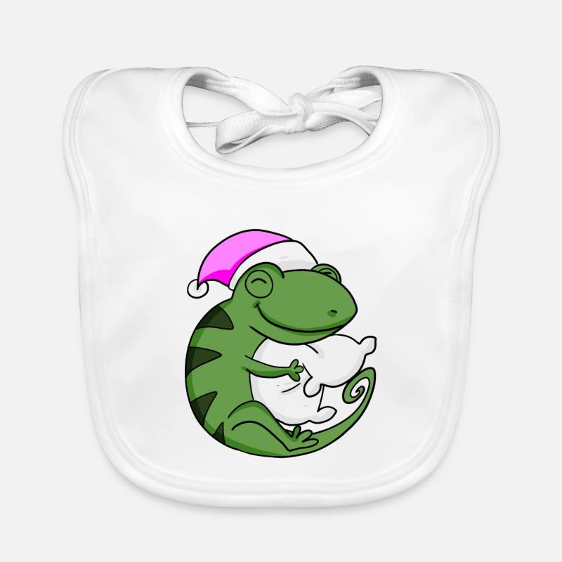 Caméléon avec oreiller et bonnet de couchage Bavoir bio Bébé