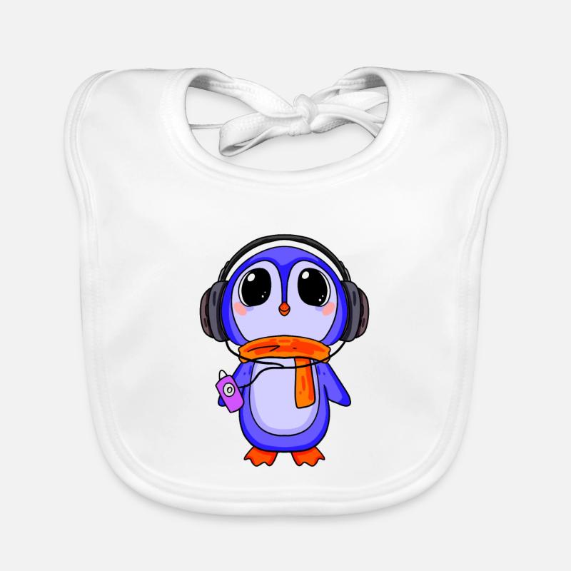 Pinguin hört Musik Baby Bio-Lätzchen