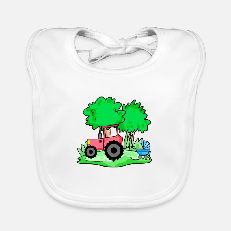 Traktor mit Babywagen Baby Bio-Lätzchen