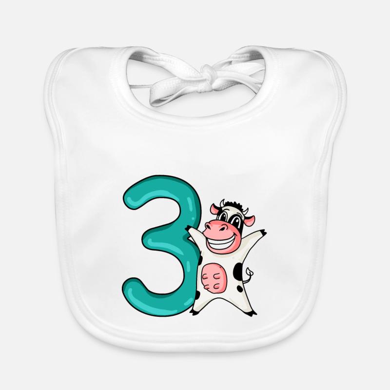 3. Geburtstag Junge - 3 Jahre alt - Ich bin 3 - Baby Bio-Lätzchen - Weiß