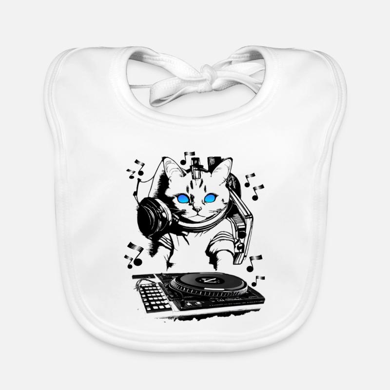 Cat DJ avec table de mixage Bavoir bio Bébé