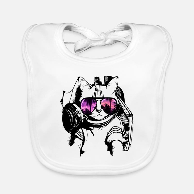 chat cool chaton DJ avecsunglassessunglasses Bavoir bio Bébé