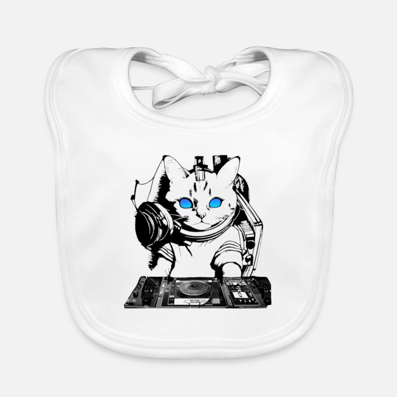 DJ cat avec table de mixage Bavoir bio Bébé