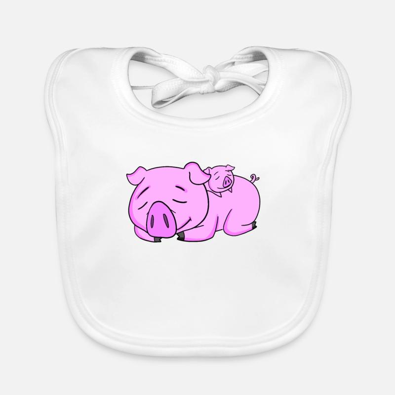 Cochon avec bébé cochon - Bavoir bio Bébé - blanc