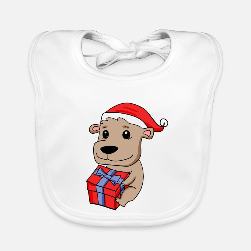 Christmas Bear Baby with Gift Organic Baby Bibs