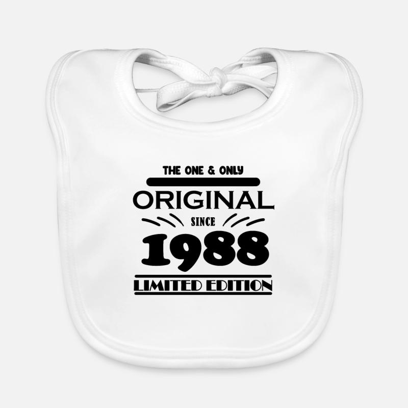 1988 - Année de construction 1988 - Né en 1988 - Bavoir bio Bébé - blanc