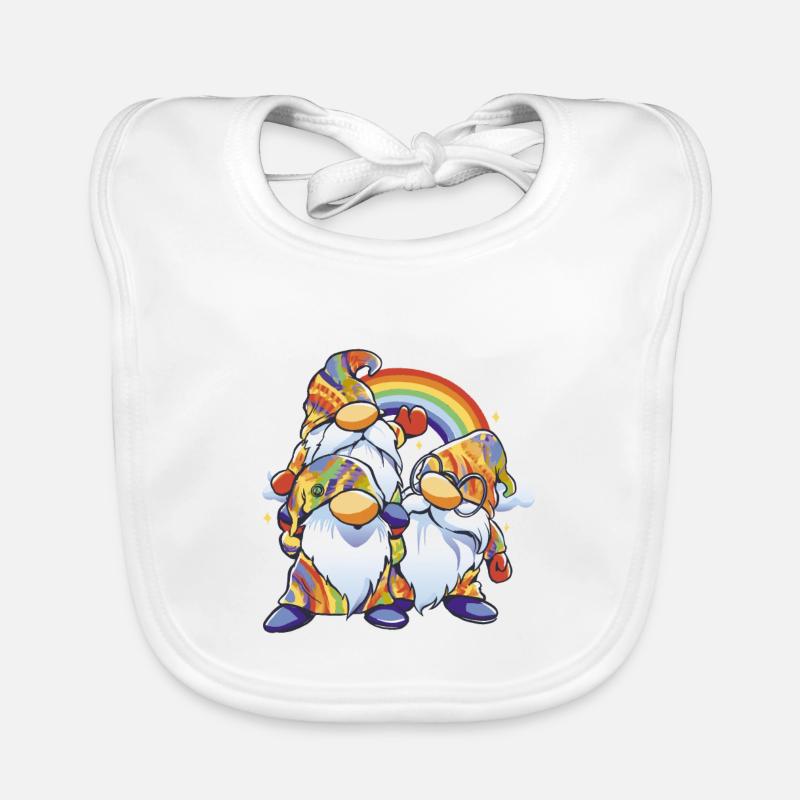 Rainbow Gnome Duo Organic Baby Bibs