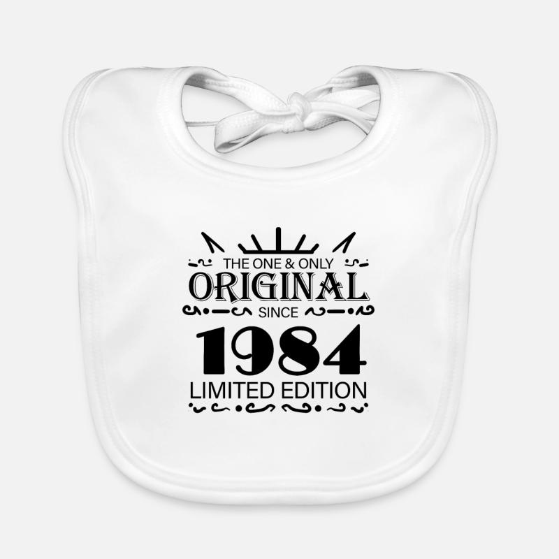 1984 - Année de construction 1984 - Né en 1984 - Bavoir bio Bébé - blanc