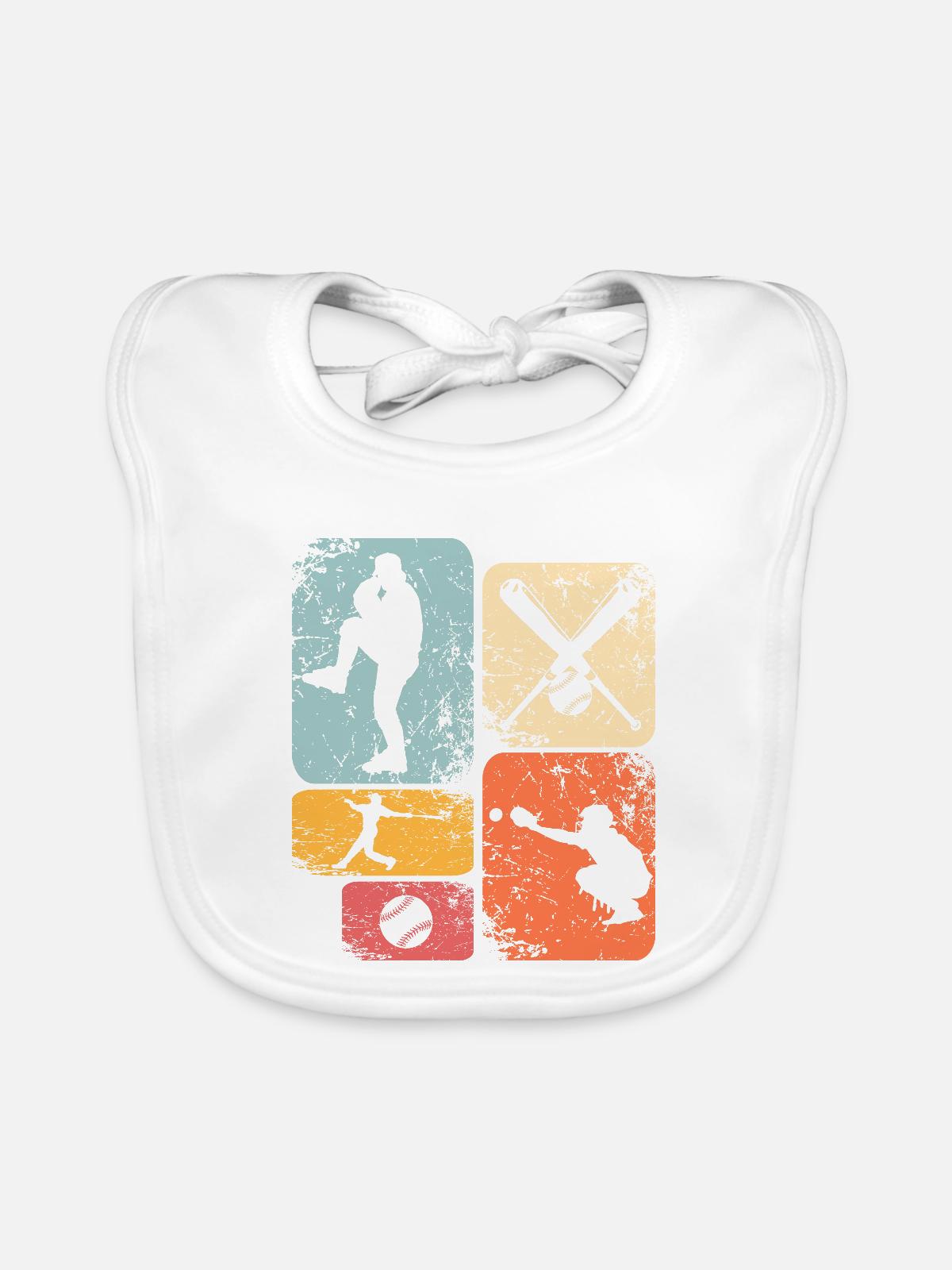 Baseball - Baby Bio-Lätzchen - Weiß - Vorne