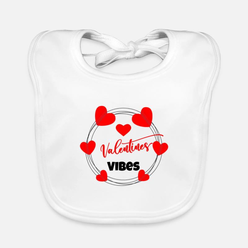 Saint-Valentin, Saint-Valentin, Saint-Valentin - Bavoir bio Bébé - blanc